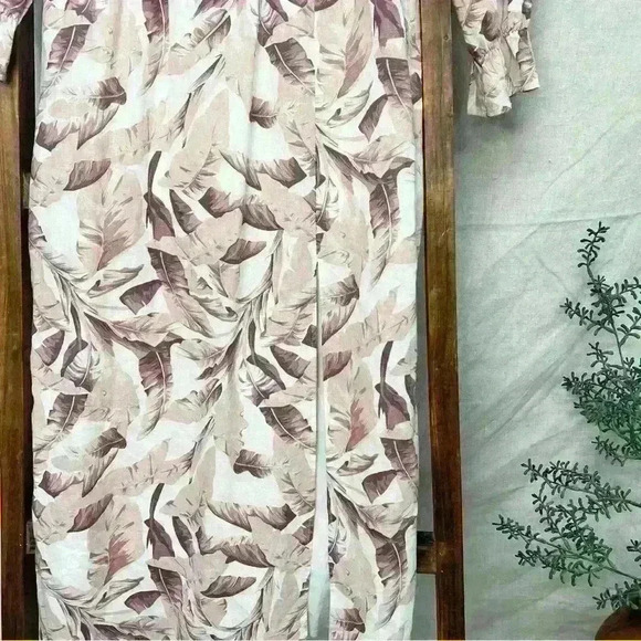 HOUSE OF HARLOW 1960 Linen Puff Sleeve With Slit Midi Dress in Size M - Picture 3 of 10